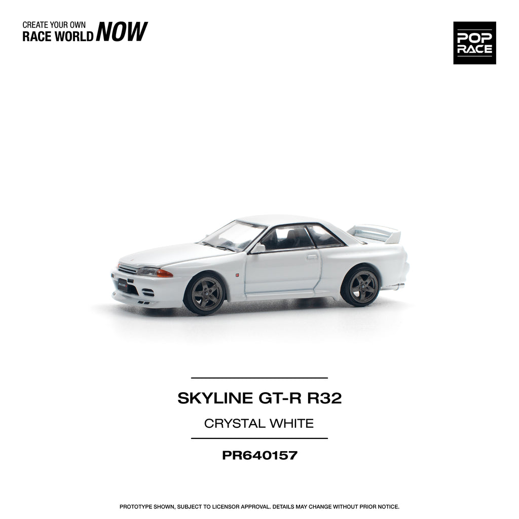 Pop Race 1/64 GTR R32 Crystal White PR640157 Diecast Scale Model