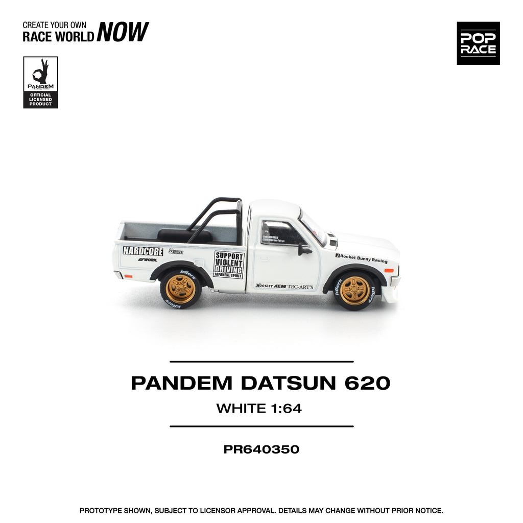 Pop Race 1/64 PANDEM Datsun 620 White PR640350 Diecast Scale Model