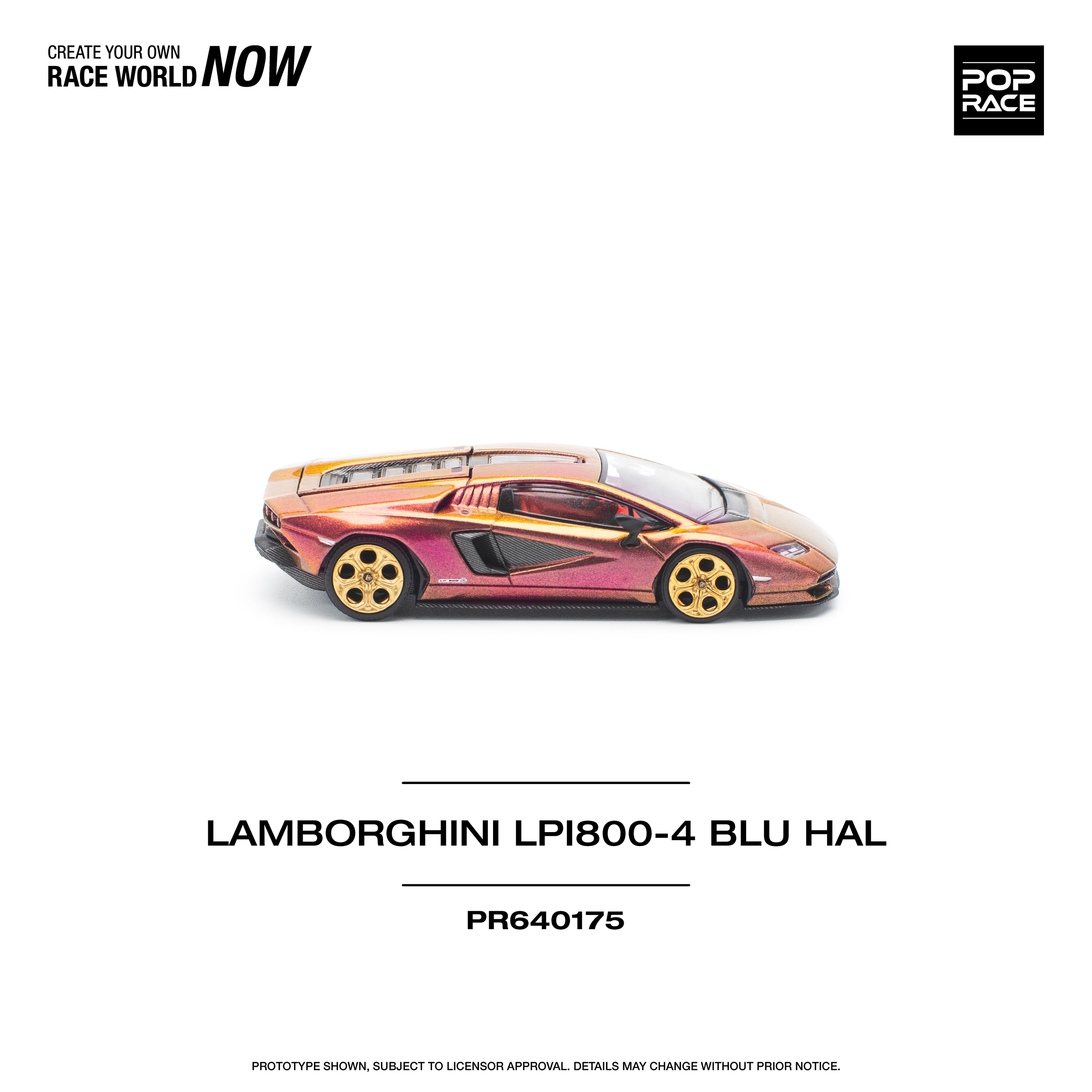 Pop Race 1/64 Lamborghini LPI800-4 BLU HAL PR640175 Diecast Scale Model