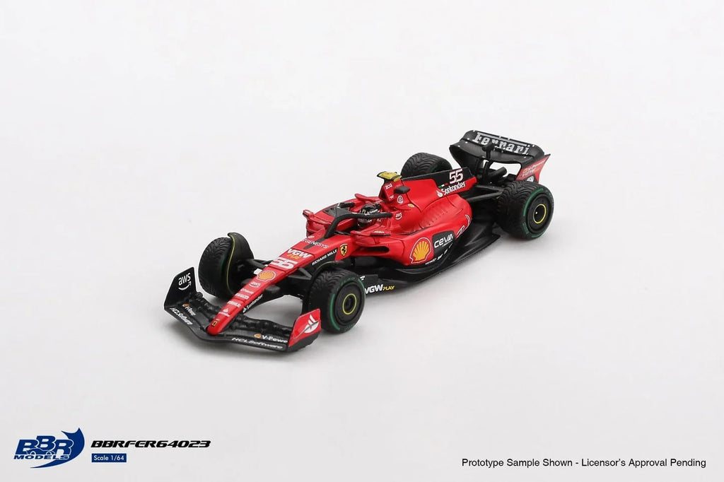 BBR Models 1/64 Ferrari SF23 55 C. Sainz 2023 Monaco GP BBRFER64023 Diecast Scale Model Car