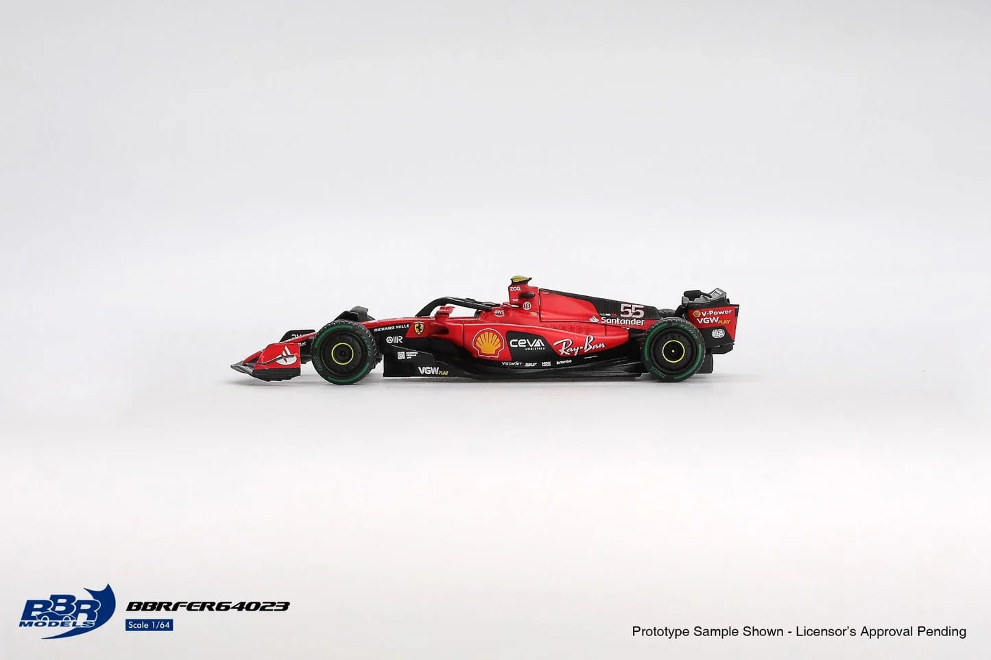 BBR Models 1/64 Ferrari SF23 55 C. Sainz 2023 Monaco GP BBRFER64023 Diecast Scale Model Car