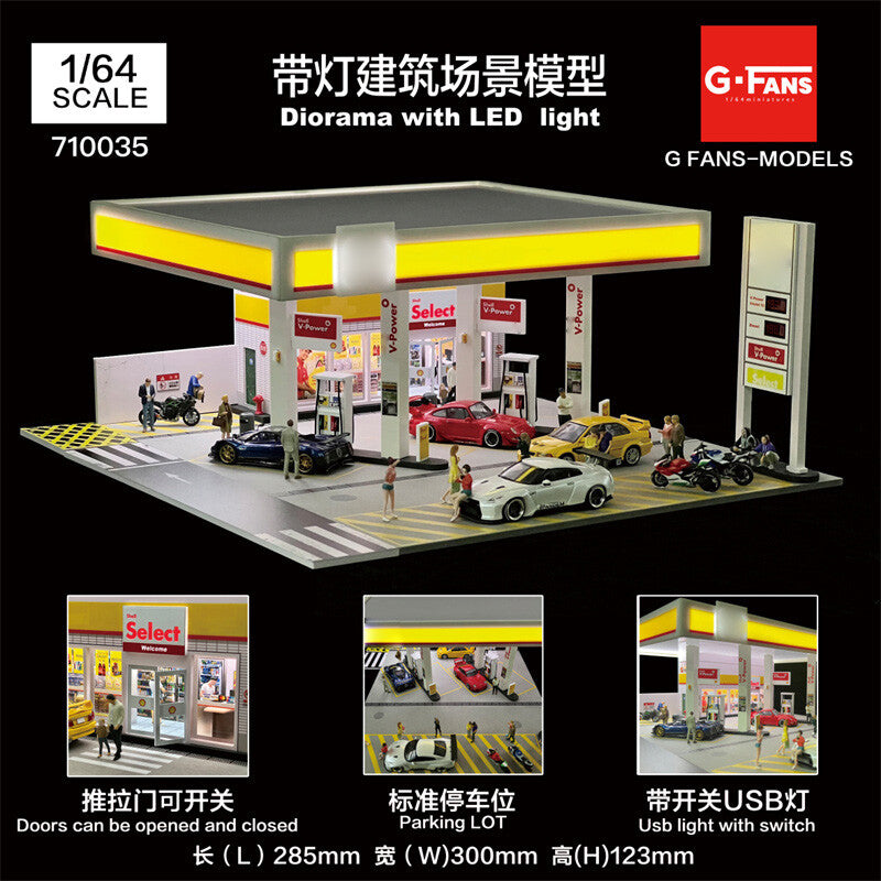 G-FANS 1/64 Shell Gas Station  Diorama Miniature  GFM-710035