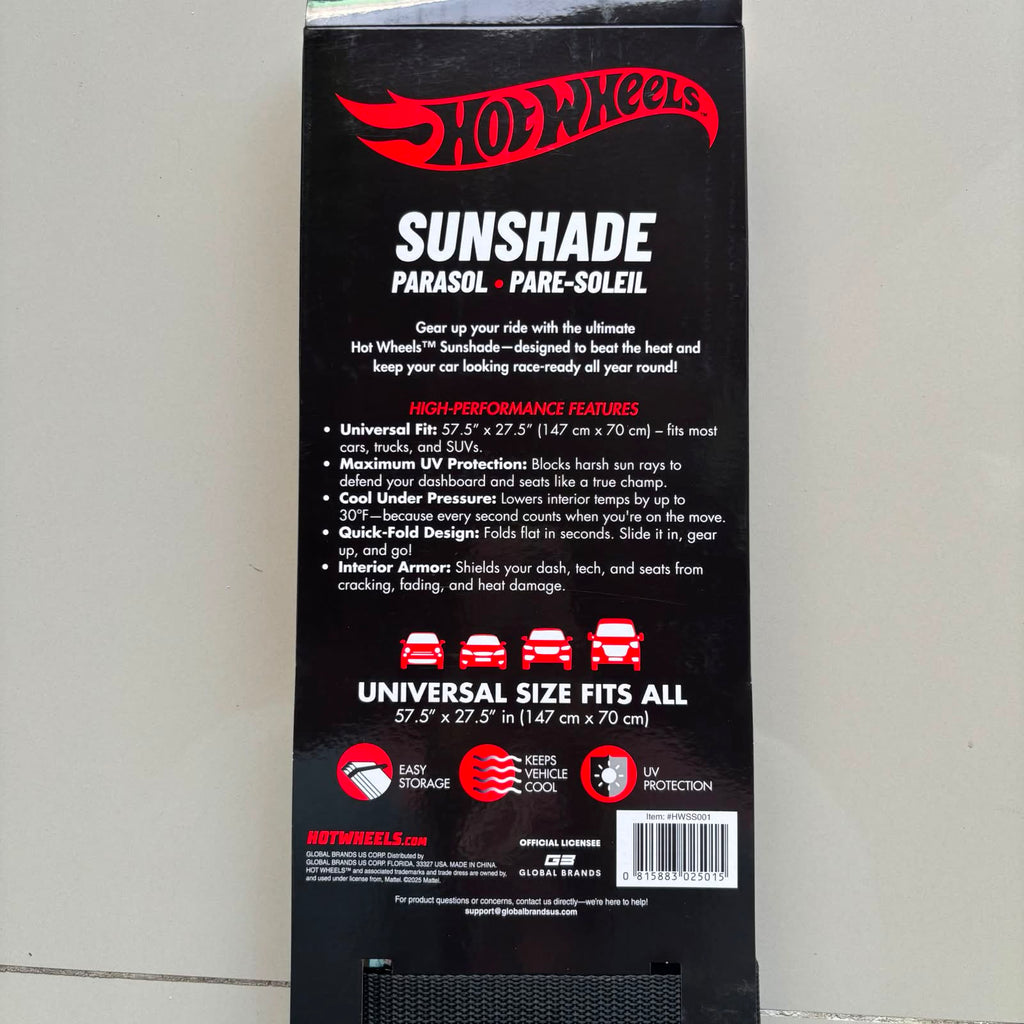 Hot Wheels Sunshade Universal Size 001 Black HWSS001