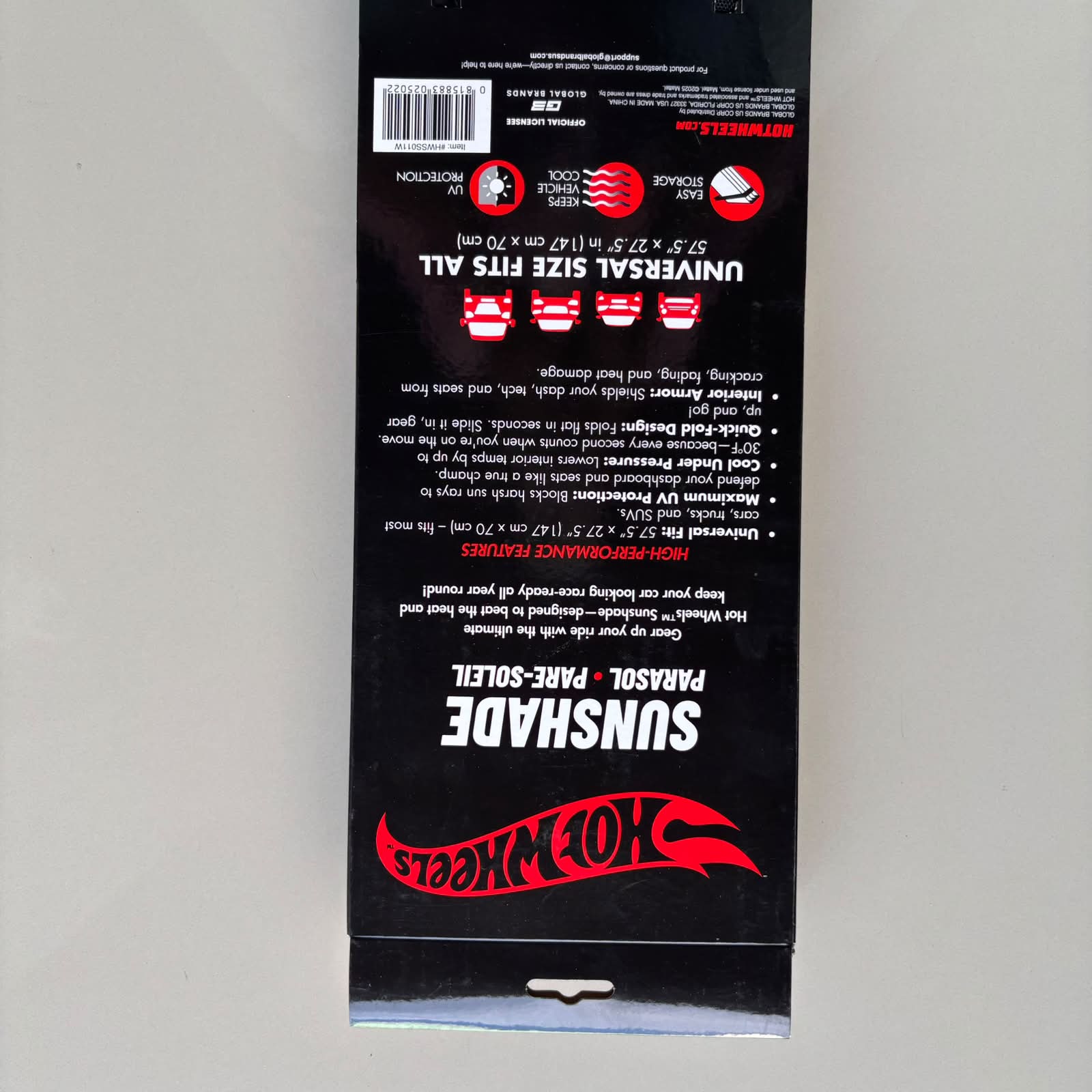 Hot Wheels Sunshade Universal Size 011 White HWSS011W