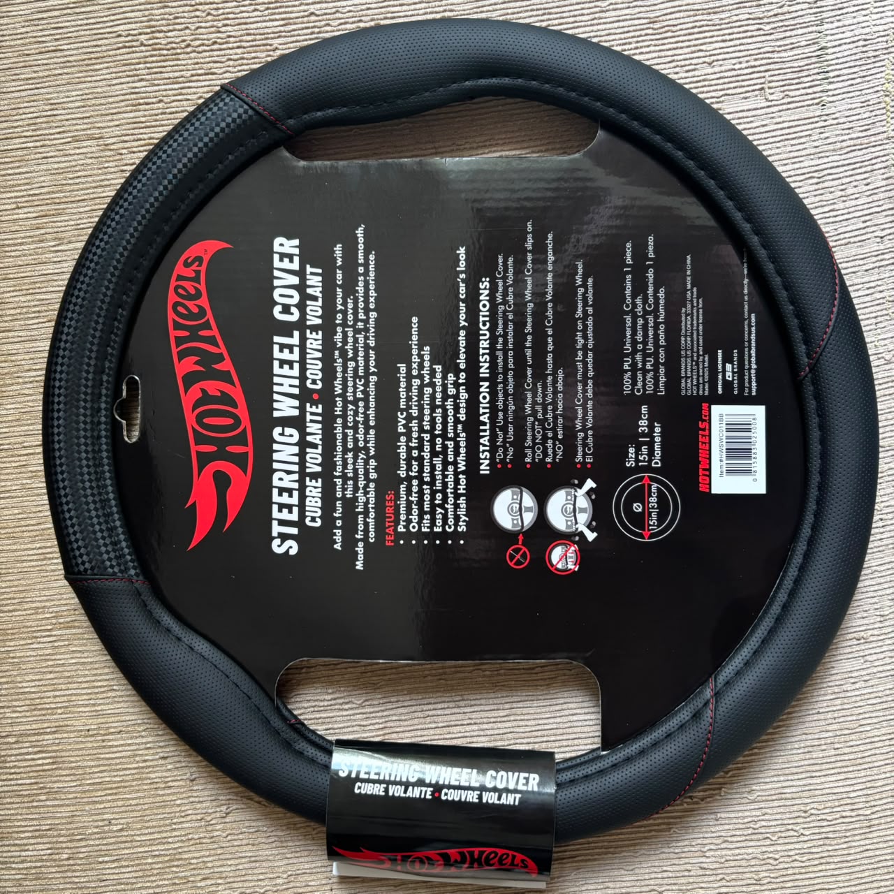 Hot Wheels Steering Wheel Cover 011 Black Black HWSWC011BB