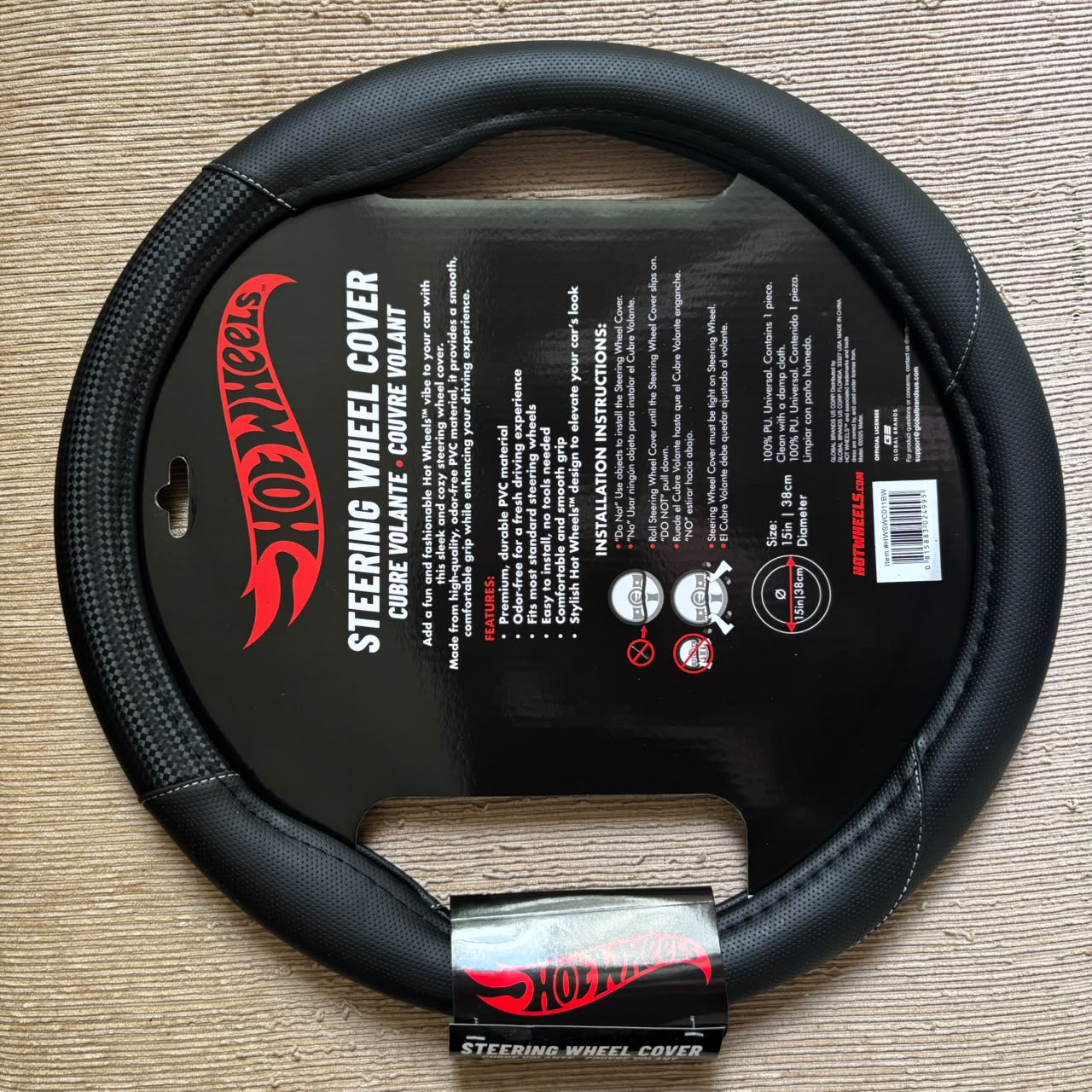 Hot Wheels Steering Wheel Cover 011 Black White HWSWC011BW