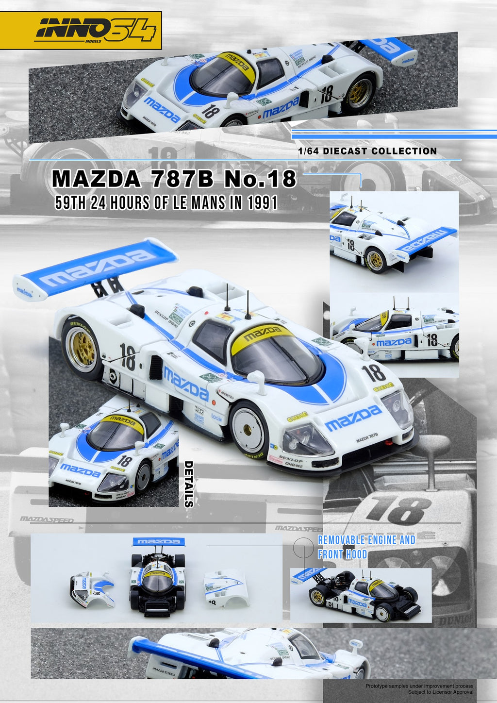 [PRE ORDER] Inno64 1/64 MAZDA 787B No.18 59th 24 Hours Le Mans 1991 IN64-787B-18LM91 Diecast Scale Model
