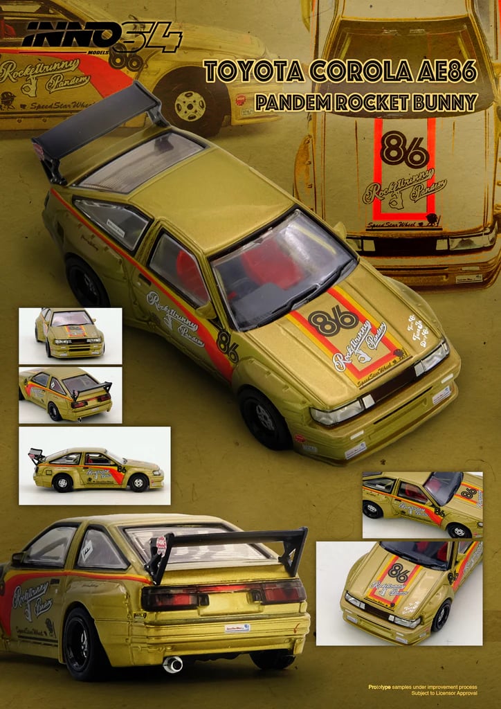 [PRE ORDER] Inno64 1/64 PANDEM ROCKET BUNNY AE86 Levin IN64-AE86P-GLD Diecast Scale Model
