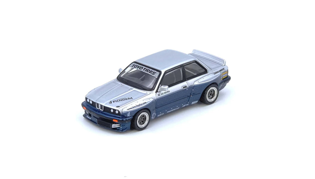 Inno64 1/64 BMW PANDEM E30 M3 Silver/Blue IN64-E30P-SILBLU Diecast Scale Model
