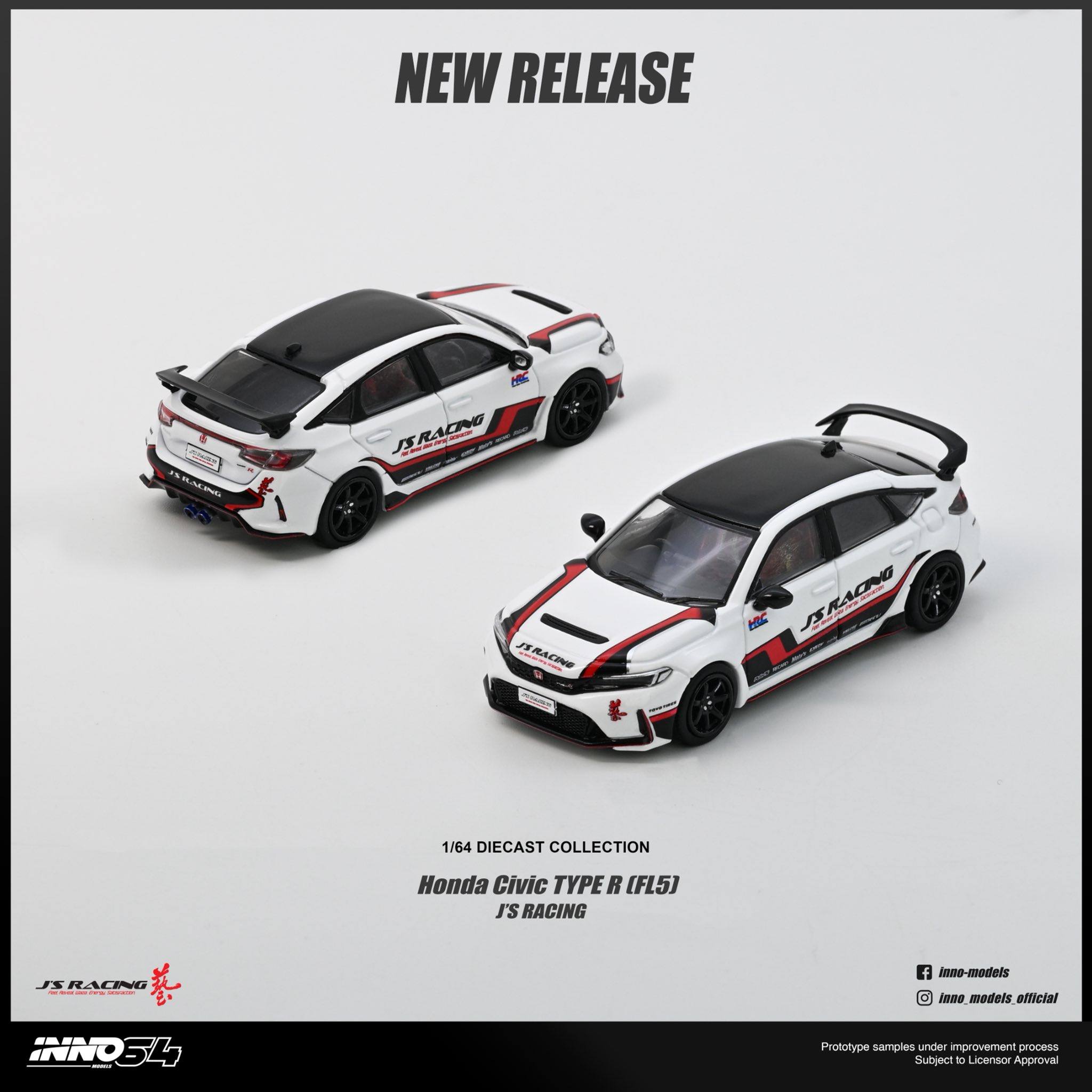 [PRE ORDER] Inno64 1/64 HONDA CIVIC (FL5) J'S RACING IN64-FL5JS-WHI Diecast Scale Model