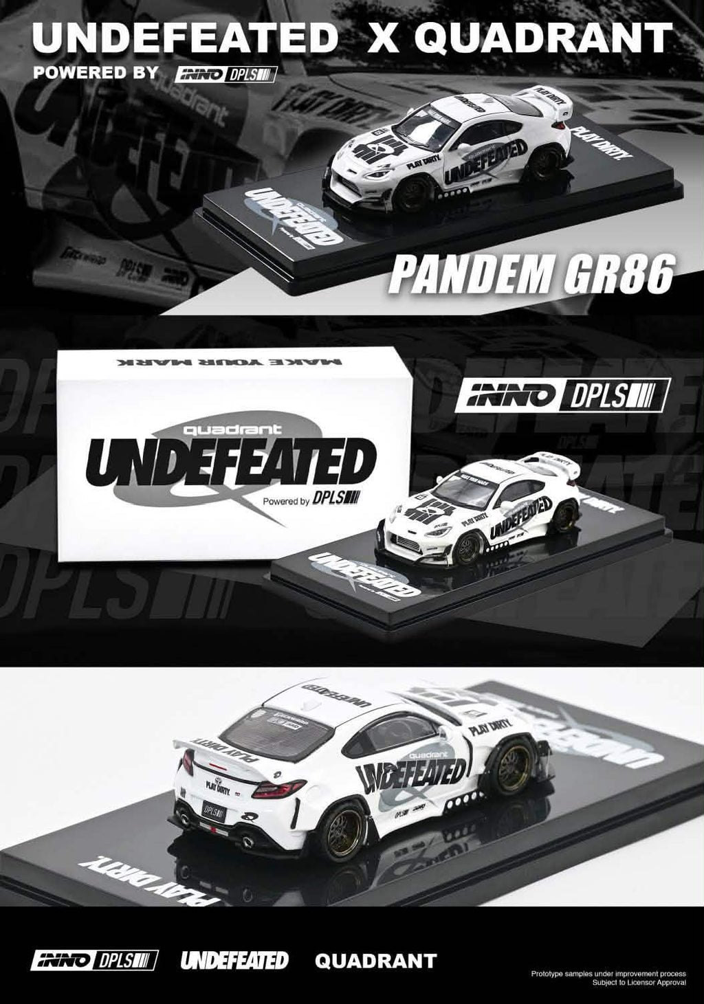 [PRE ORDER] Inno64 1/64 Toyota GR86 "PANDEM ROCKET BUNNY" UNDEFEATED X QUADRANT IN64-GR86-UNDXQDT Diecast Scale Model