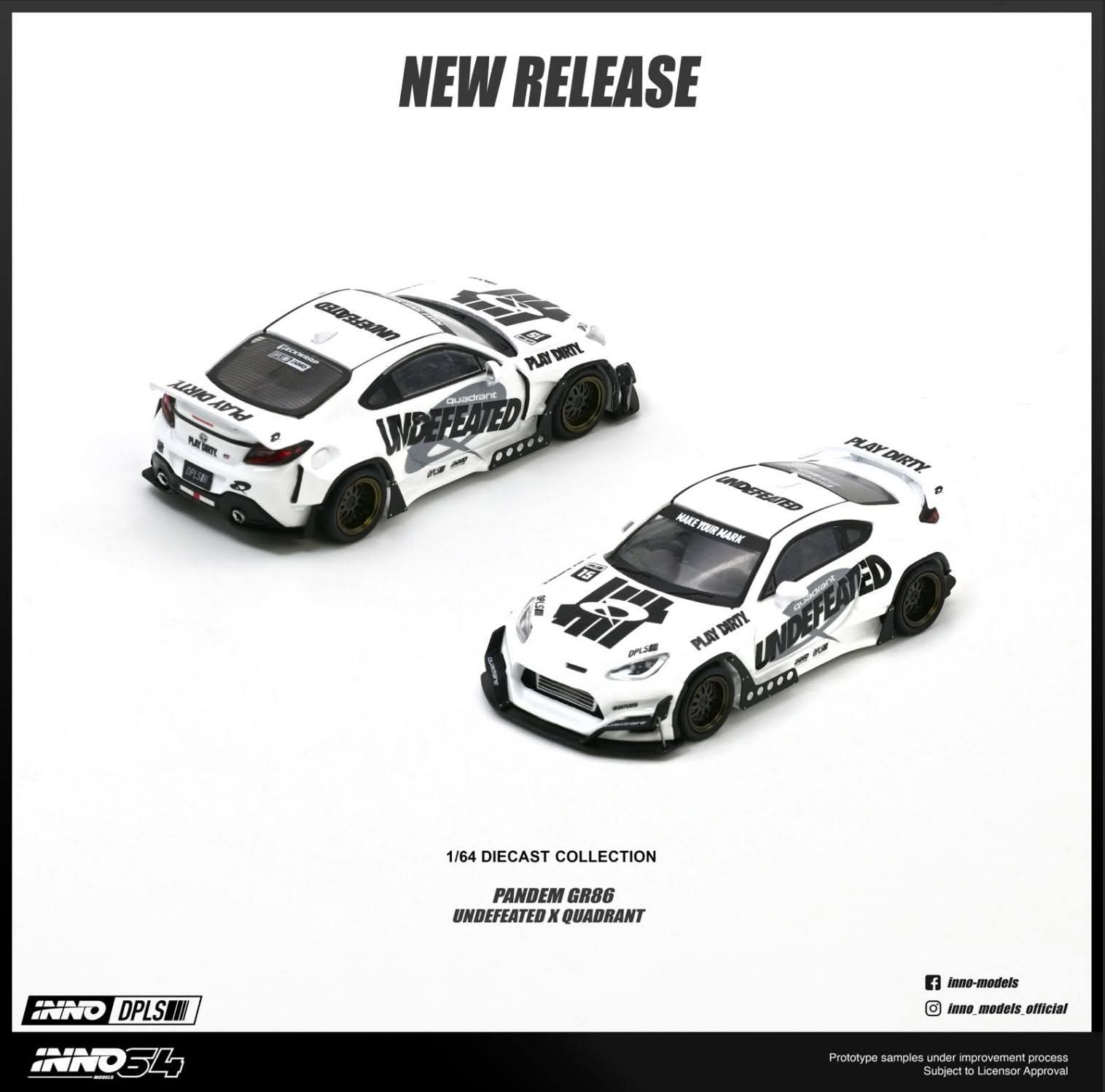 [PRE ORDER] Inno64 1/64 Toyota GR86 "PANDEM ROCKET BUNNY" UNDEFEATED X QUADRANT IN64-GR86-UNDXQDT Diecast Scale Model