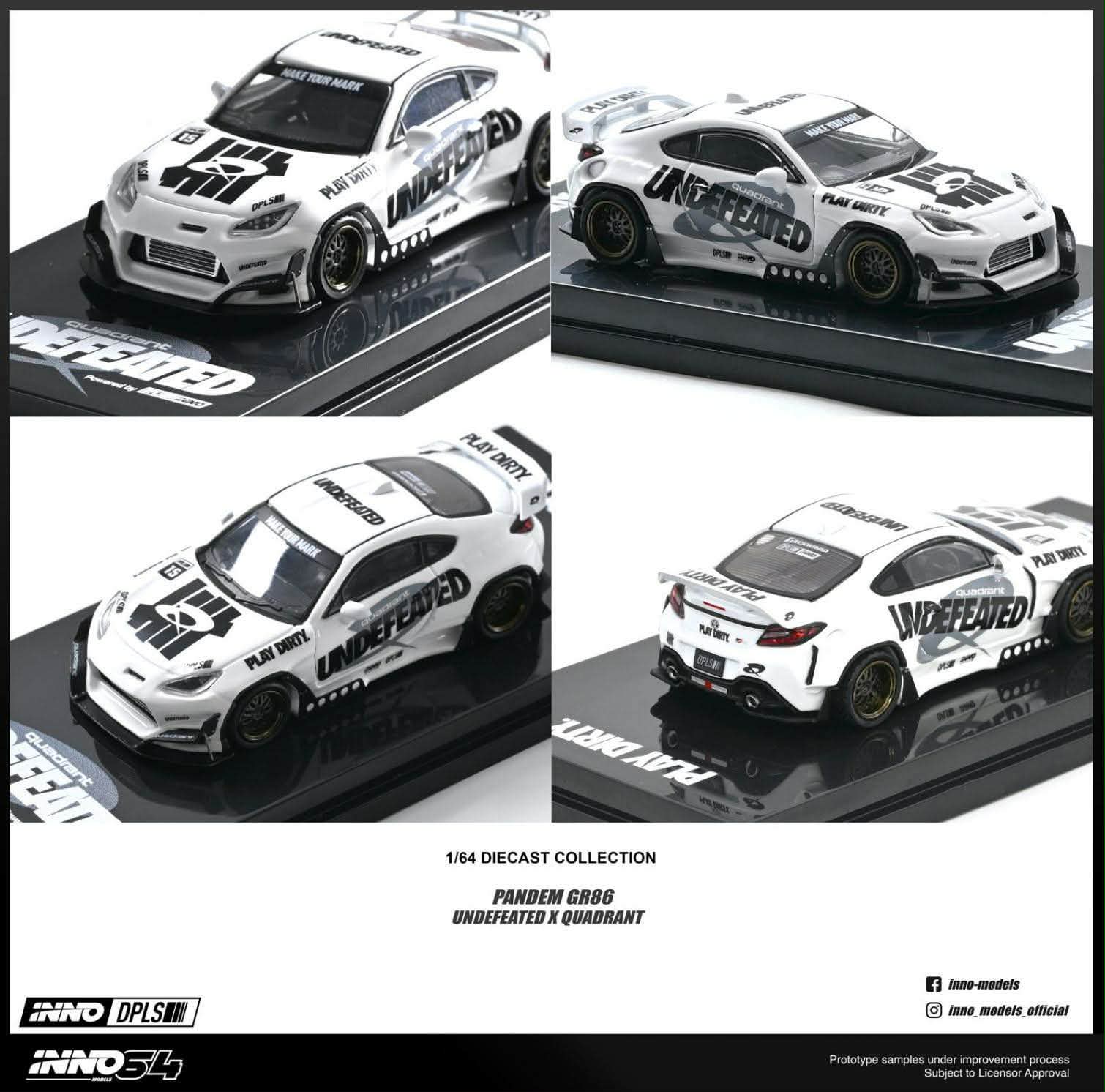 [PRE ORDER] Inno64 1/64 Toyota GR86 "PANDEM ROCKET BUNNY" UNDEFEATED X QUADRANT IN64-GR86-UNDXQDT Diecast Scale Model