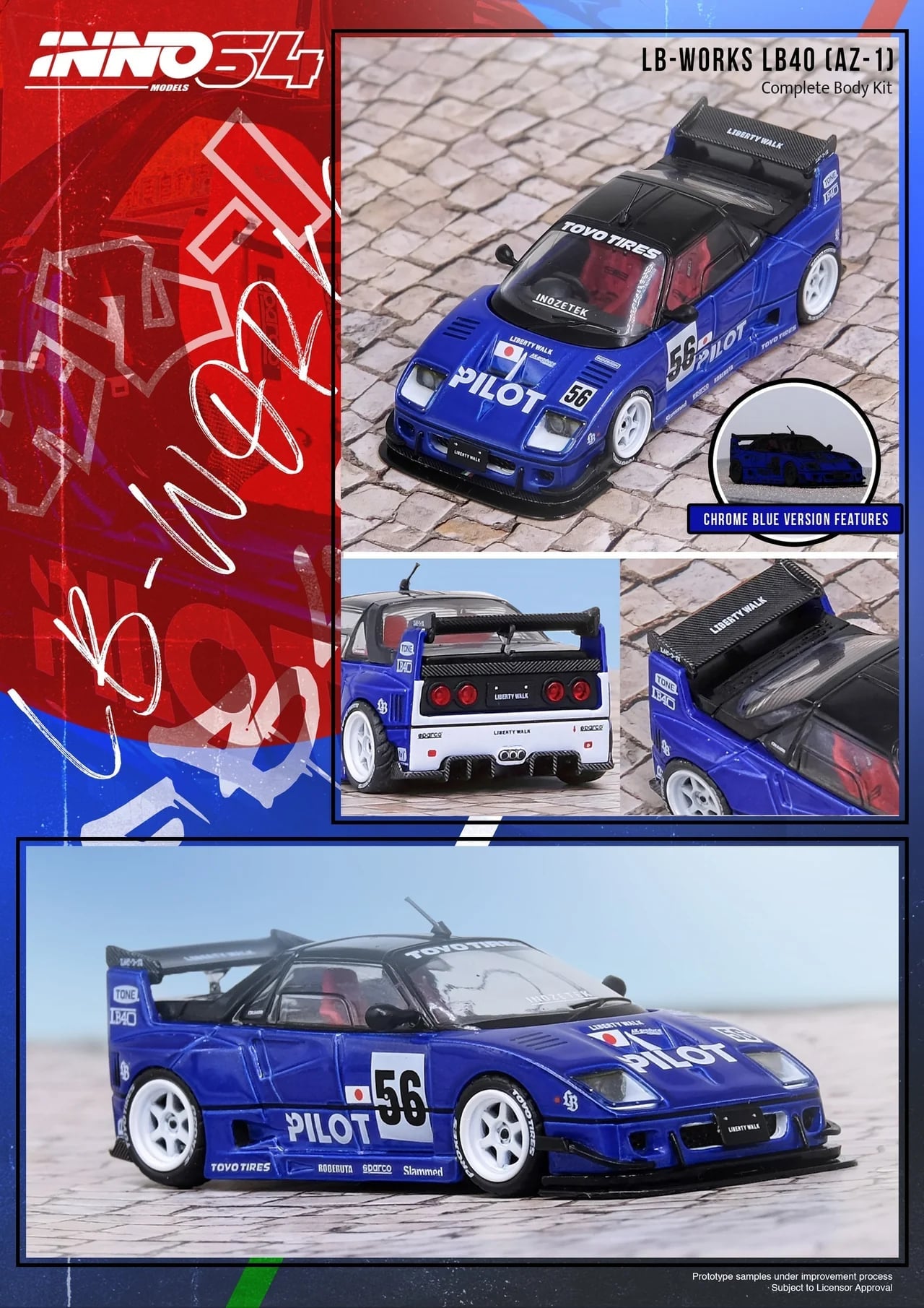[PRE ORDER] Inno64 1/64 MAZDA AZ-1 LIBERTY WALK LB40 "PILOT" IN64-LBWK-AZ1-01 Diecast Scale Model