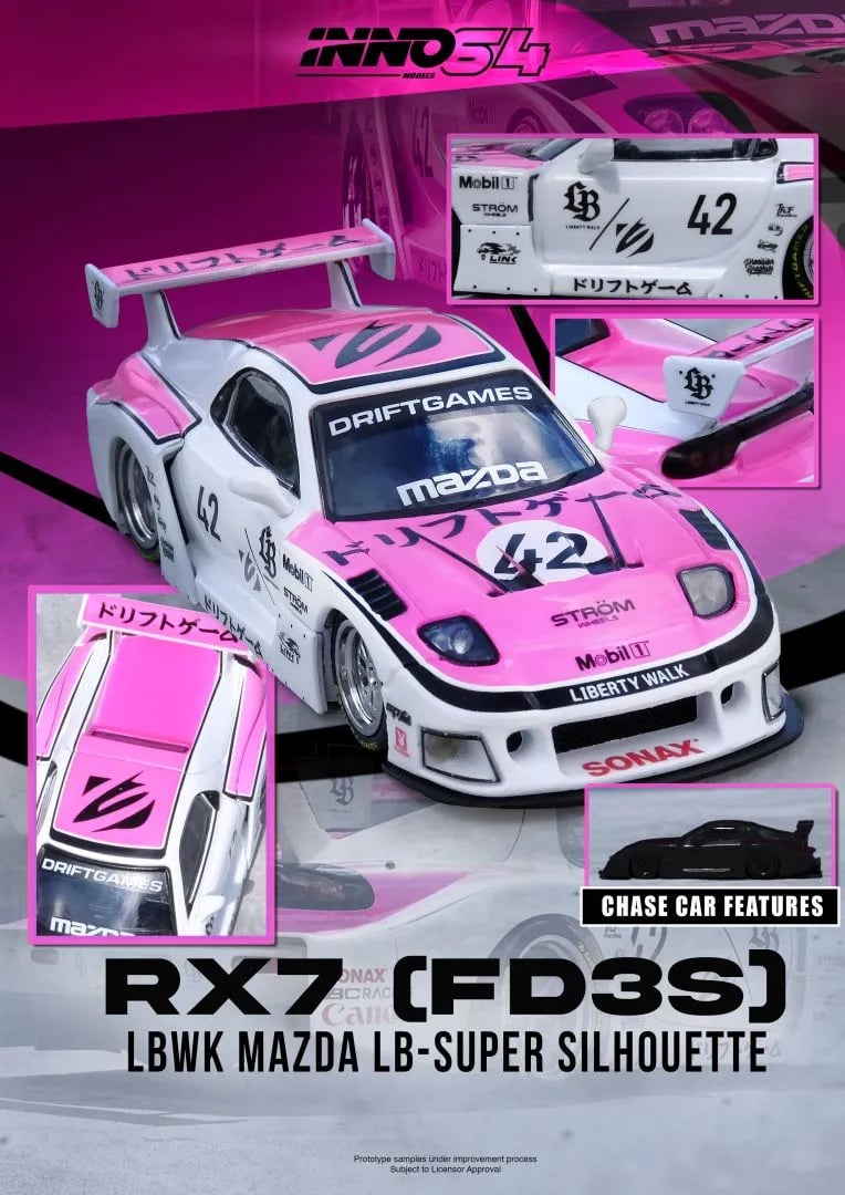 [PRE ORDER] Inno64 1/64 MAZDA RX7 (FD3S) LB-SUPER SILHOUETTE "DRIFT GAMES 2025" IN64-LBWK-RX7-08 Diecast Scale Model