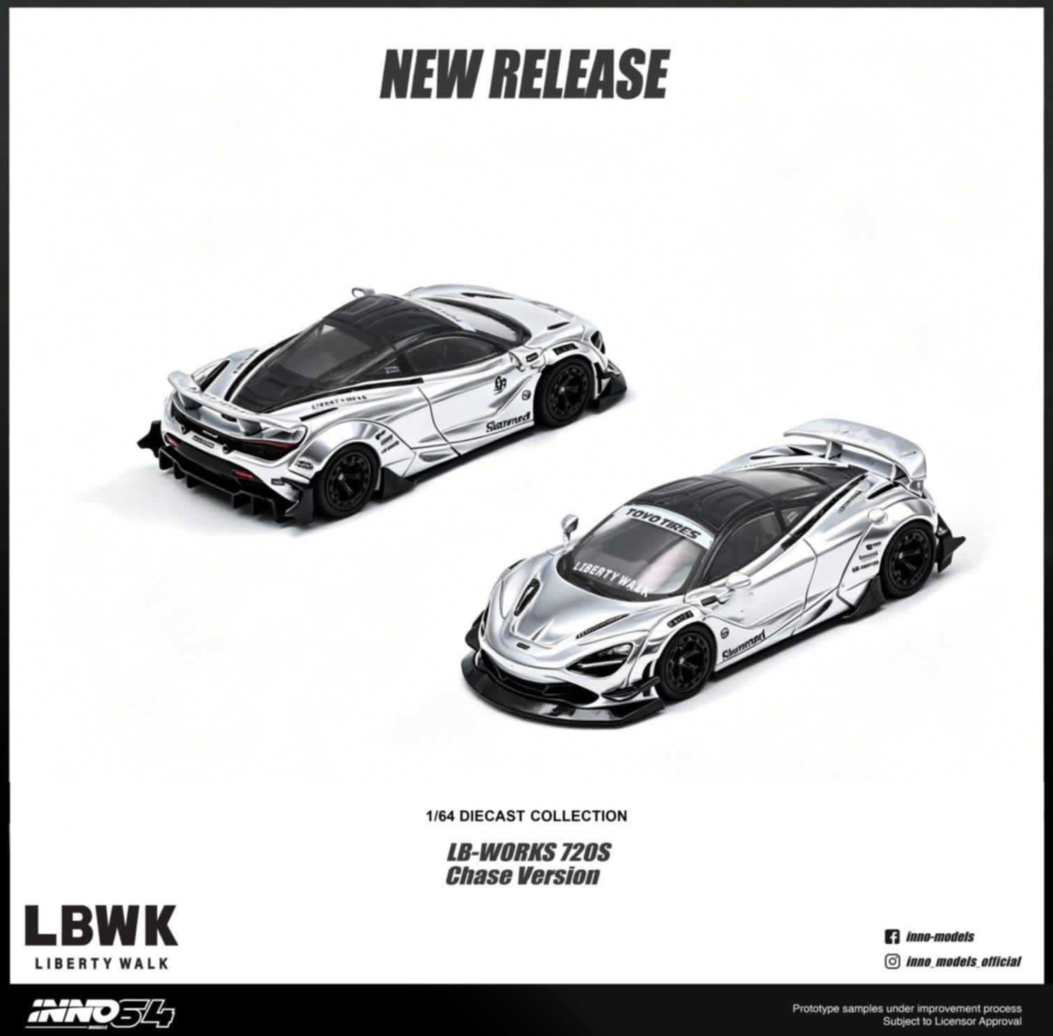 [PRE ORDER] Inno64 1/64 Liberty Walk 720S  (Chance of Chase) IN64-LBWK720S-01 Diecast Scale Model