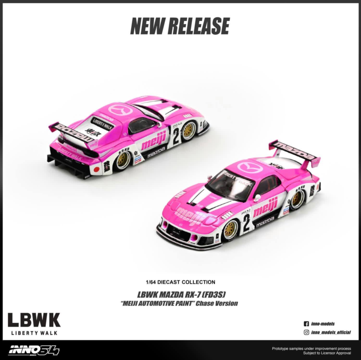 [PRE ORDER] Inno64 1/64 MAZDA RX7 (FD3S) LB-SUPER SILHOUETTE ""MEIJI"" (Chance of Chase) IN64-LBWKRX7-10 Diecast Scale Model