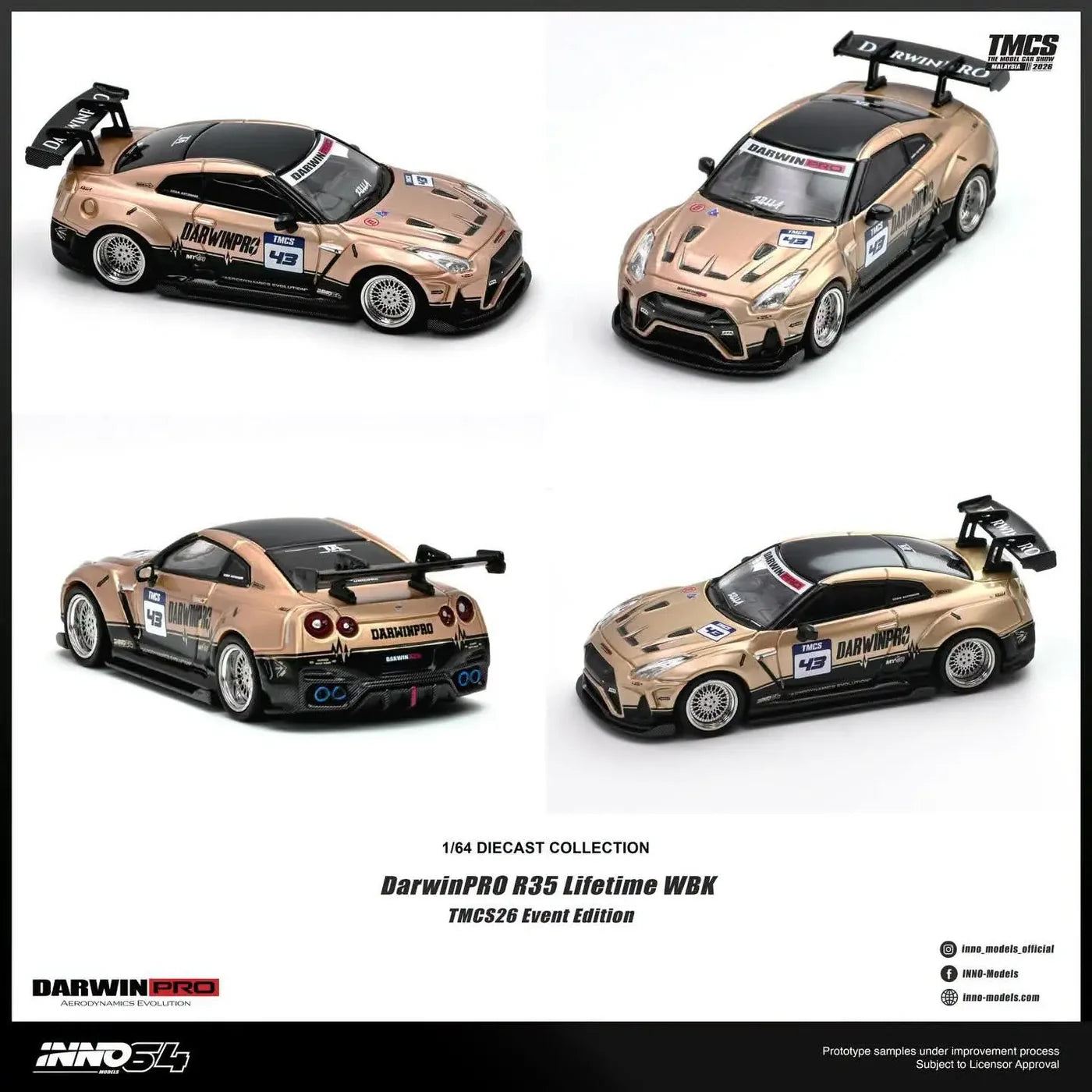 Inno64 1/64 DarwinPRO R35 Lifetime WBK TMCS26 Event Edition IN64-R35DP-TMCS26 Diecast Scale Model
