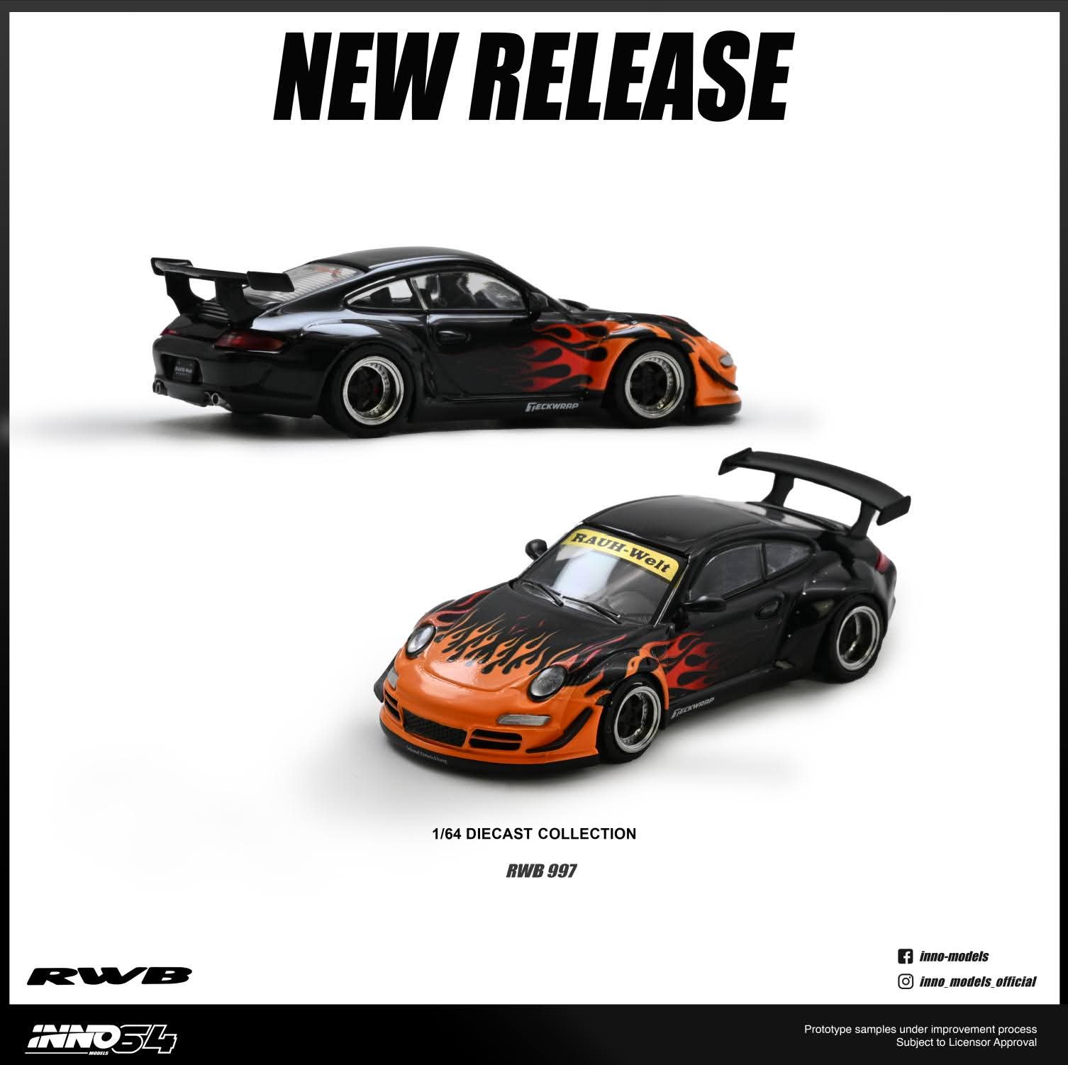 [PRE ORDER] Inno64 1/64 RWB 997 Orange Burning Flame IN64-RWB997-OBF Diecast Scale Model