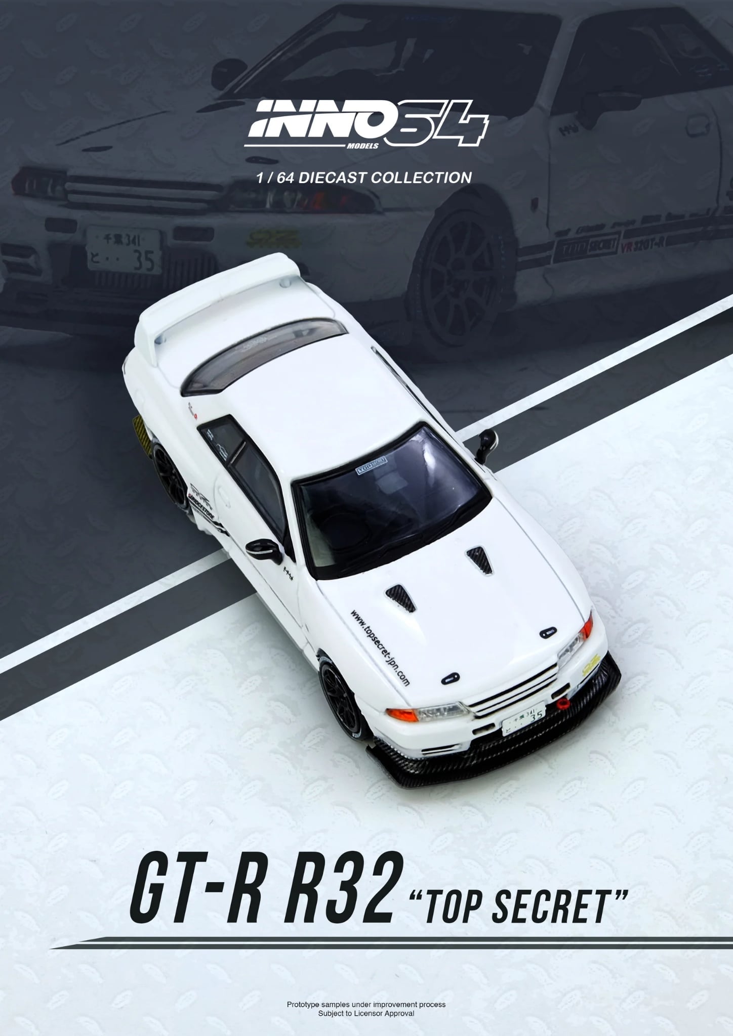 Inno64 1/64 Nissan TOP SECRET VR32 GT-R White IN64-VR32TS-WHITE Diecast Scale Model