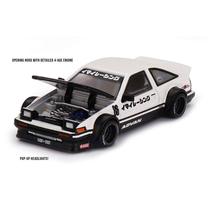 Kaido House x Mini GT 1/64 Toyota AE86 Sprinter Trueno Kaido Street V1 KHMG180 Diecast Scale Model