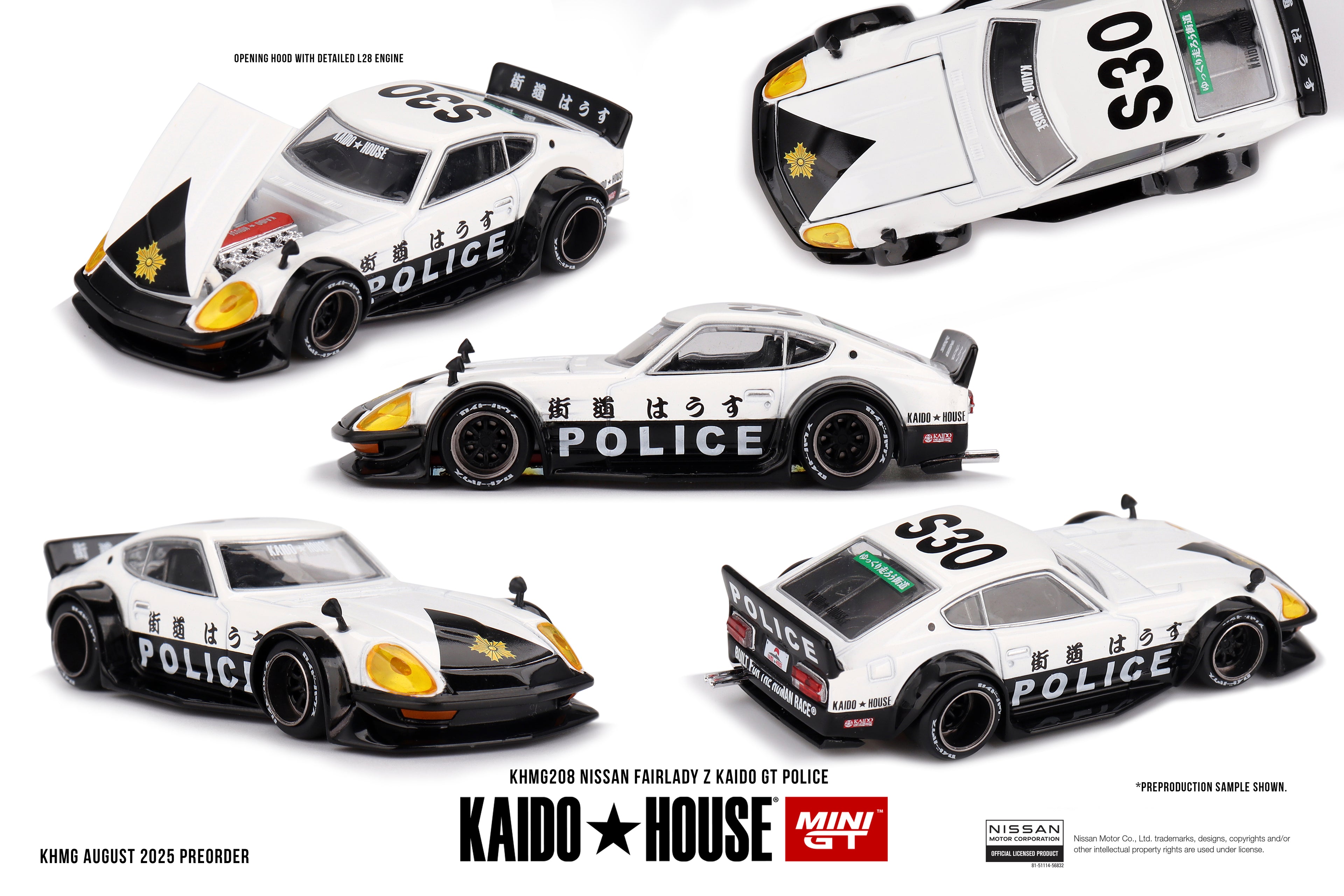 Kaido House x Mini GT 1/64 Nissan Fairlady Z Kaido GT Police KHMG208 Diecast Scale Model