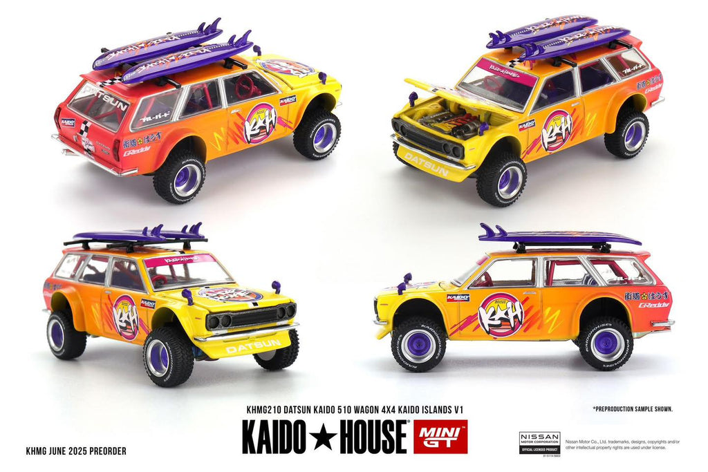 Kaido House x MiniGT 1/64 Datsun KAIDO 510 Wagon 4x4 Kaido ISLANDS V1 KHMG210 Diecast Scale Model