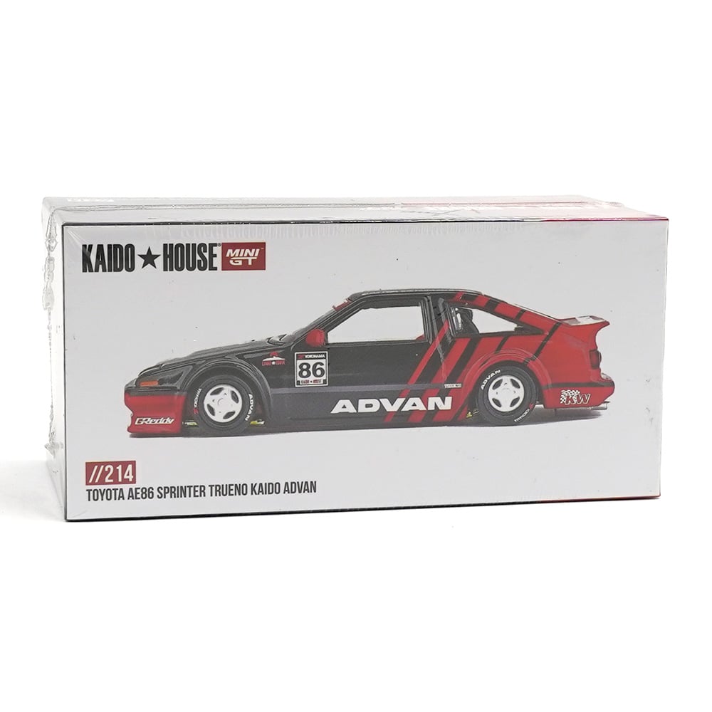 Kaido House x Mini GT 1/64 Toyota AE86 Sprinter Trueno Kaido ADVAN KHMG214 Diecast Scale Model