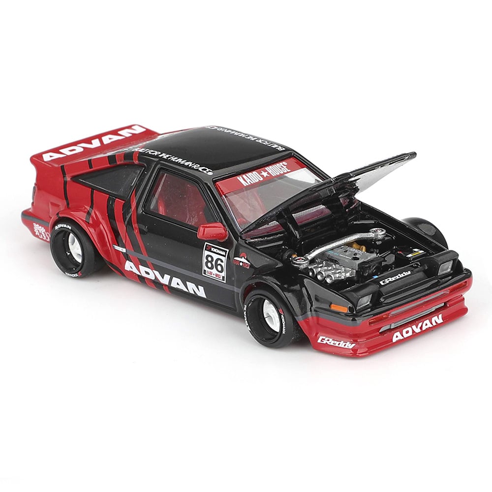 Kaido House x Mini GT 1/64 Toyota AE86 Sprinter Trueno Kaido ADVAN KHMG214 Diecast Scale Model