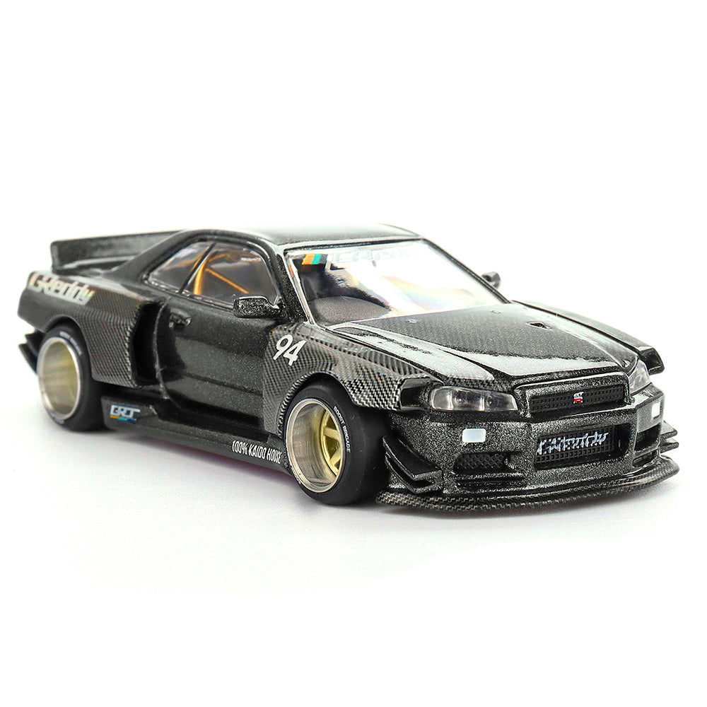 Mini GT 1/64 Nissan Skyline GT-R (R34) Kaido Works GReddy V2 KHMG222 Diecast Scale Model