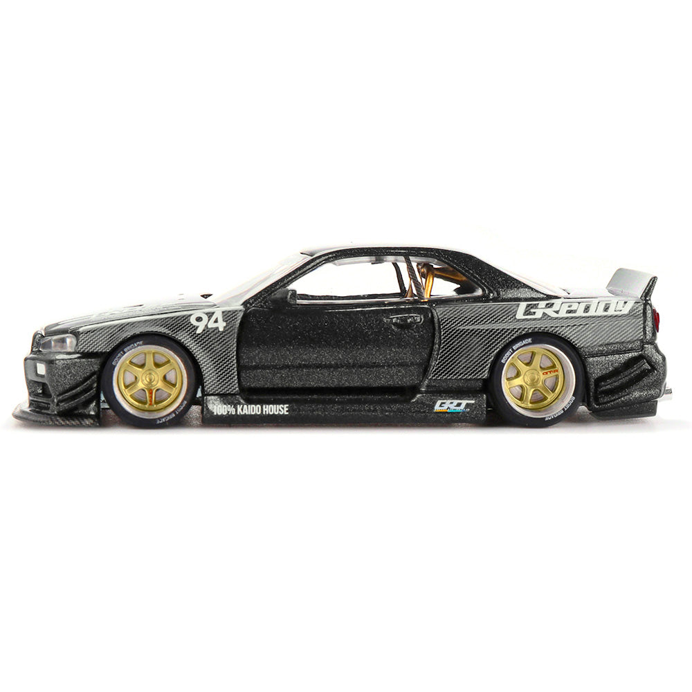 Mini GT 1/64 Nissan Skyline GT-R (R34) Kaido Works GReddy V2 KHMG222 Diecast Scale Model