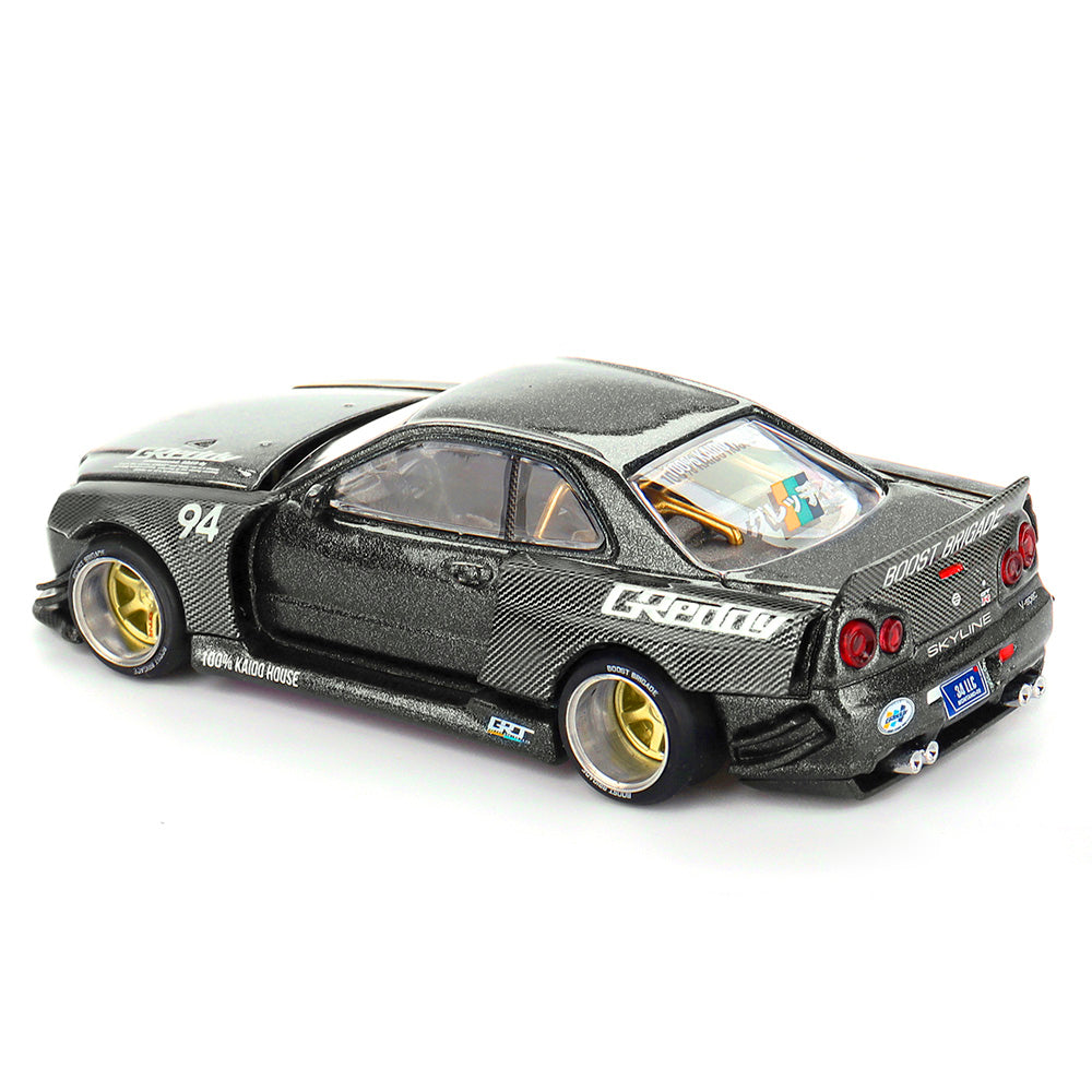 Mini GT 1/64 Nissan Skyline GT-R (R34) Kaido Works GReddy V2 KHMG222 Diecast Scale Model