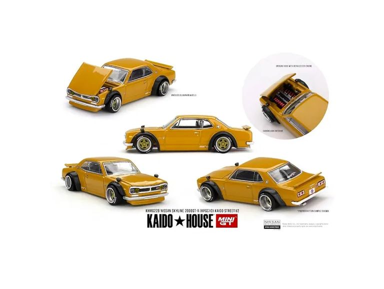 Kaido House x Mini GT 1/64 Nissan Skyline 2000 GT-R (KPGC10) Kaido Street V2 KHMG228 Diecast Scale Model