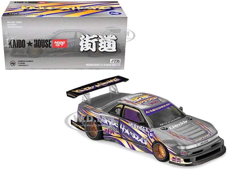 Kaido House x Mini GT 1/64 Nissan Silvia S13-R KAIDO DRIFT V1 KHMG235 Diecast Scale Model Car