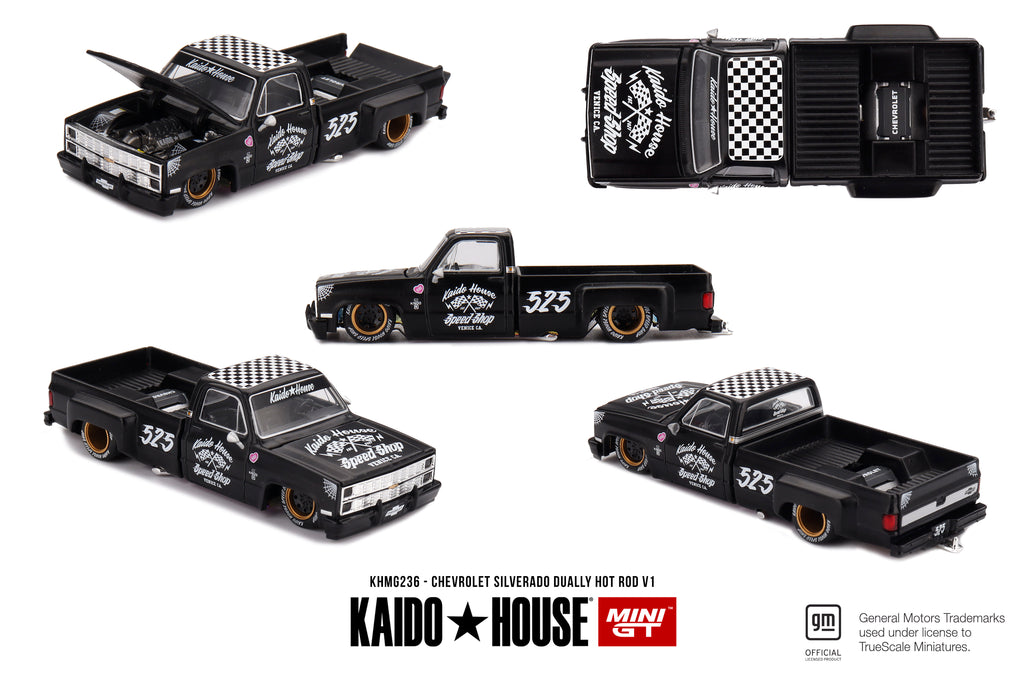 Kaido House x Mini GT 1/64 Chevrolet Silverado Dually Hot Rod V1 KHMG236 Diecast Scale Model