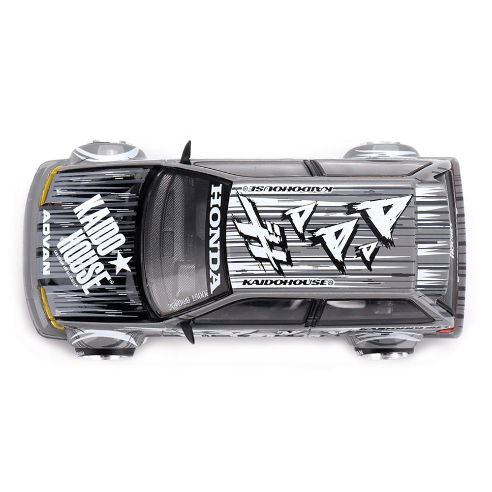 Mini GT 1/64 Kaido House x Mini GT 1:64 Honda Civic (EF) Kaido Manga V1 – Silver KHMG260 Diecast Scale Model