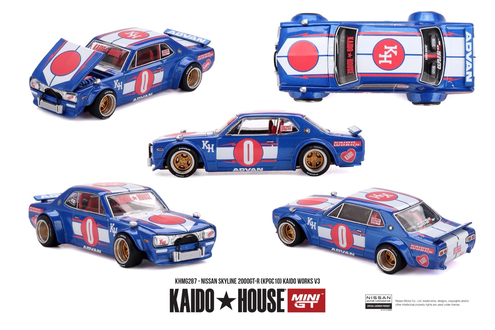 [PRE ORDER] Kaido House x Mini GT 1/64 Nissan Skyline 2000GT-R (KPGC10) Kaido Works V3 KHMG287 Diecast Scale Model