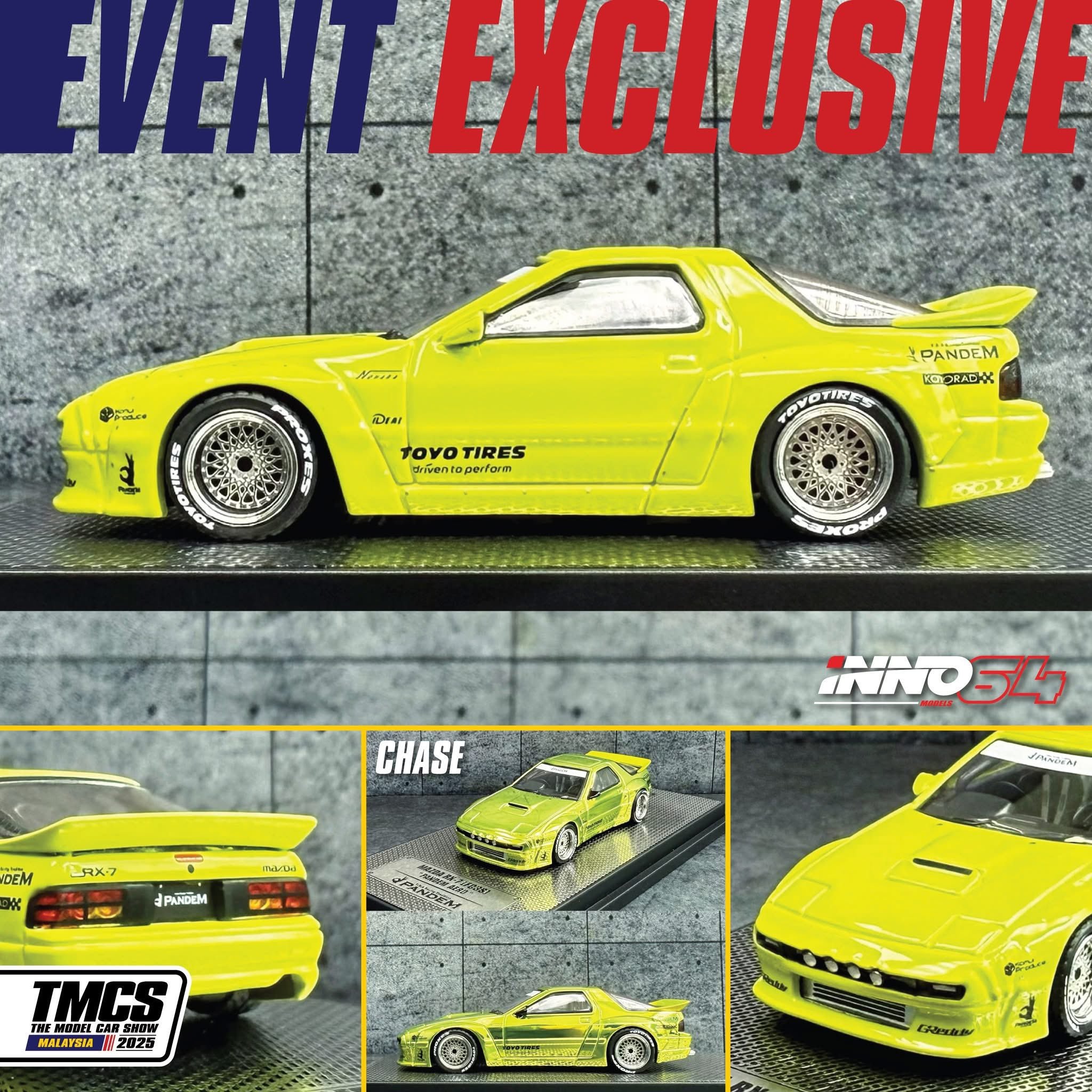 INNO64 1/64 Mazda RX-7 (FC3S) “PANDEM AERO” TMCS 2025 Event Edition IN64-RX7FCP-TMCS25 Diecast Car Model