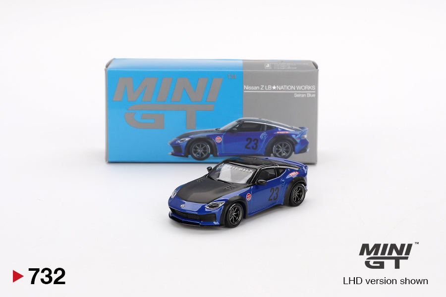 Mini GT 1/64 Nissan Z LB★NATION WORKS Seiran Blue MGT00732-L Diecast Scale Model