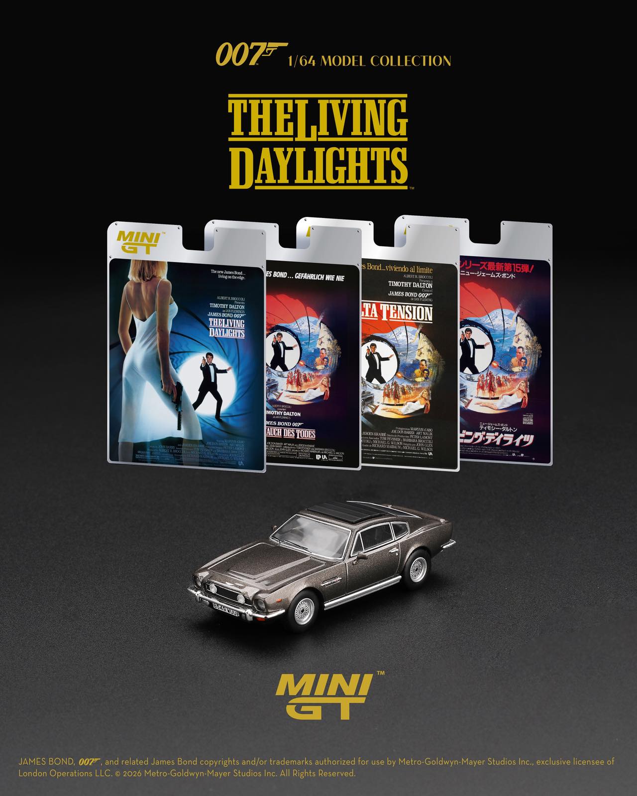 [PRE ORDER] Mini GT 1/64 Aston Martin V8 Vantage "The Living Daylights" Weapons Off Blister MGT00916-007E Diecast Scale Model