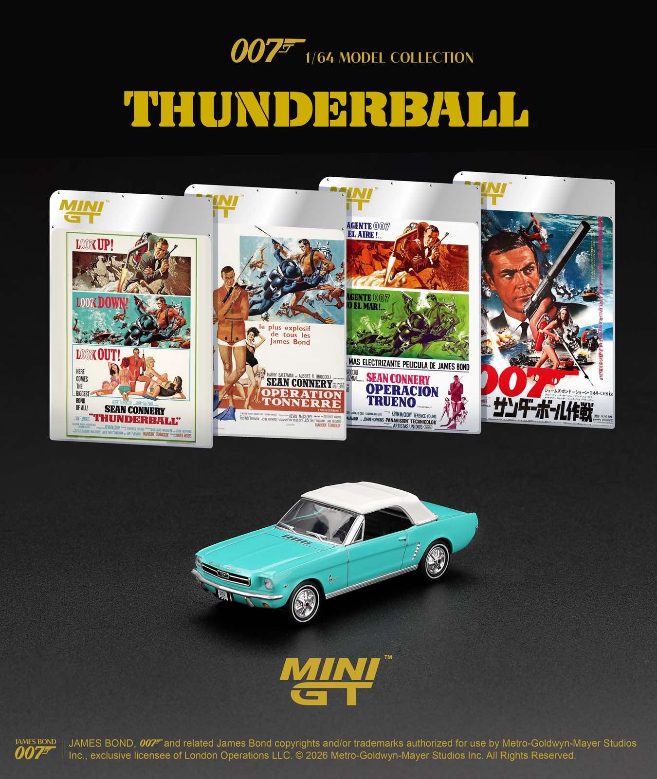 [PRE ORDER] Mini GT 1/64 MGT00923-007E "Ford Mustang Convertible 1965 "Thunderball"   / English Blister Packaging Diecast Scale Model