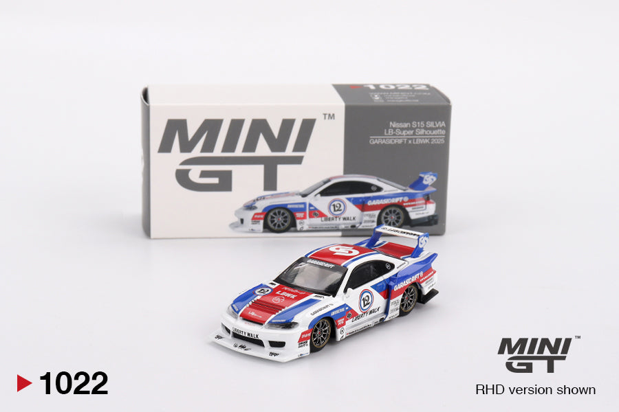 Mini GT 1/64 Nissan LB-Super Silhouette S15 SILVIA GARASIDRIFT x LBWK 2025 MGT01022-R Diecast Scale Model