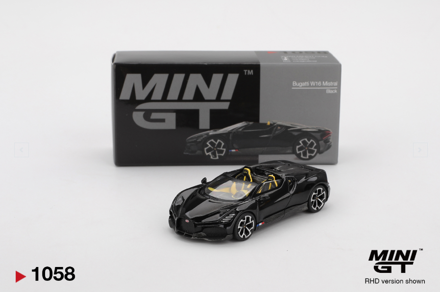 Mini GT 1/64 Bugatti W16 Mistral Black MGT01058-L Diecast Scale Model