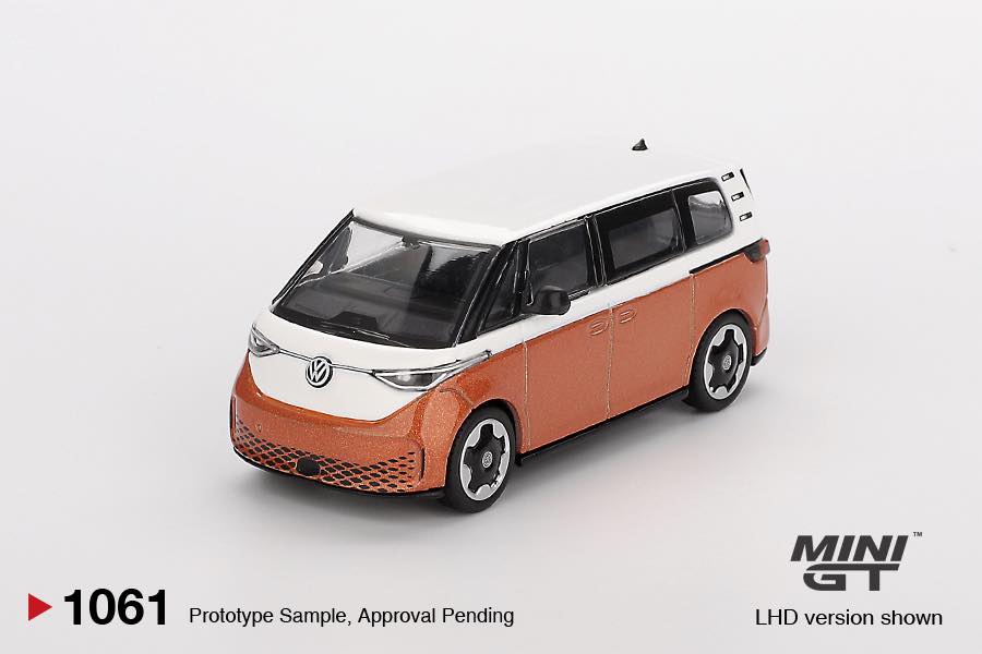 Mini GT 1/64 Volkswagen ID.Buzz Candy White / Energetic Orange MGT01061-L Diecast Scale Model