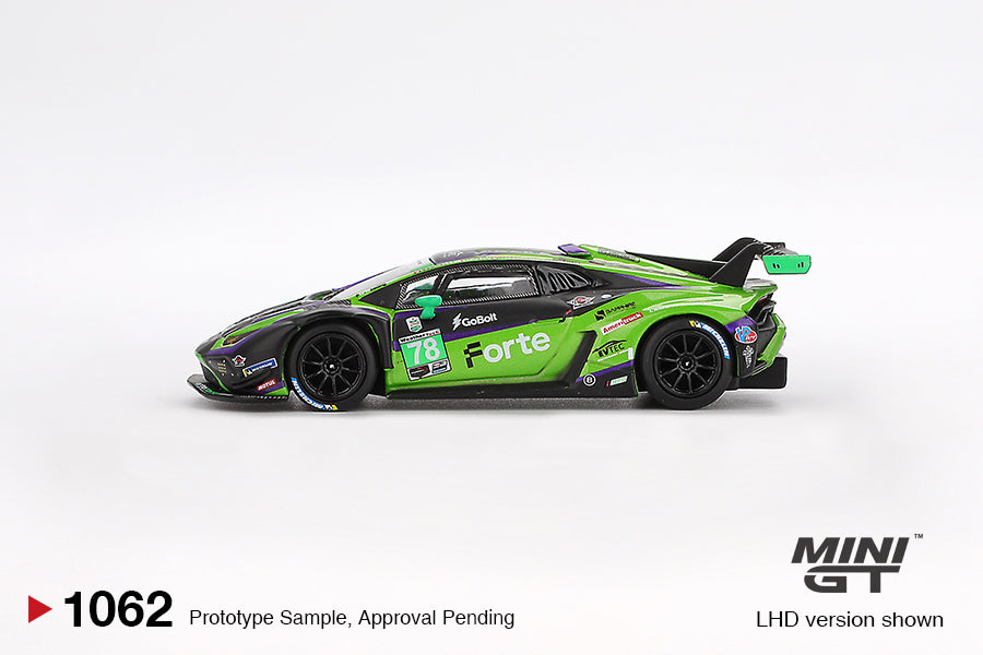 Mini GT 1/64 Lamborghini Huracán GT3 EVO2 #78 Forte Racing 2024 IMSA Daytona 24 Hrs MGT01062-L Diecast Scale Model