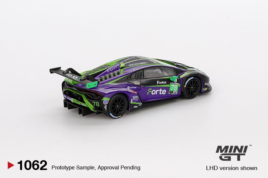 Mini GT 1/64 Lamborghini Huracán GT3 EVO2 #78 Forte Racing 2024 IMSA Daytona 24 Hrs MGT01062-L Diecast Scale Model