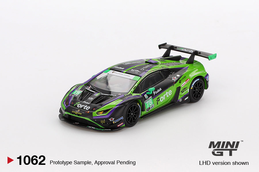 Mini GT 1/64 Lamborghini Huracán GT3 EVO2 #78 Forte Racing 2024 IMSA Daytona 24 Hrs MGT01062-L Diecast Scale Model