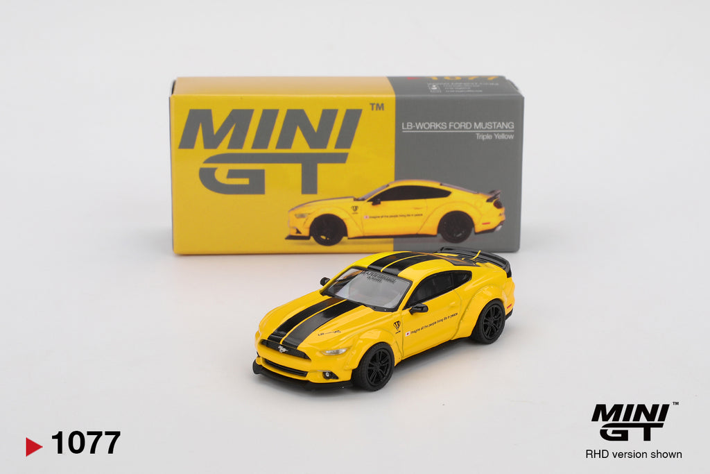 Mini GT 1/64 LB-WORKS FORD MUSTANG Triple Yellow MGT01077-L Diecast Scale Model