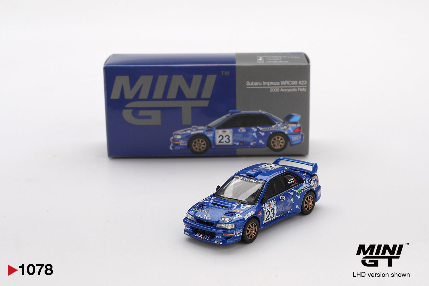 Mini GT 1/64 Subaru Impreza WRC99 #23 2000 Acropolis Rally MGT01078-L Diecast Scale Model