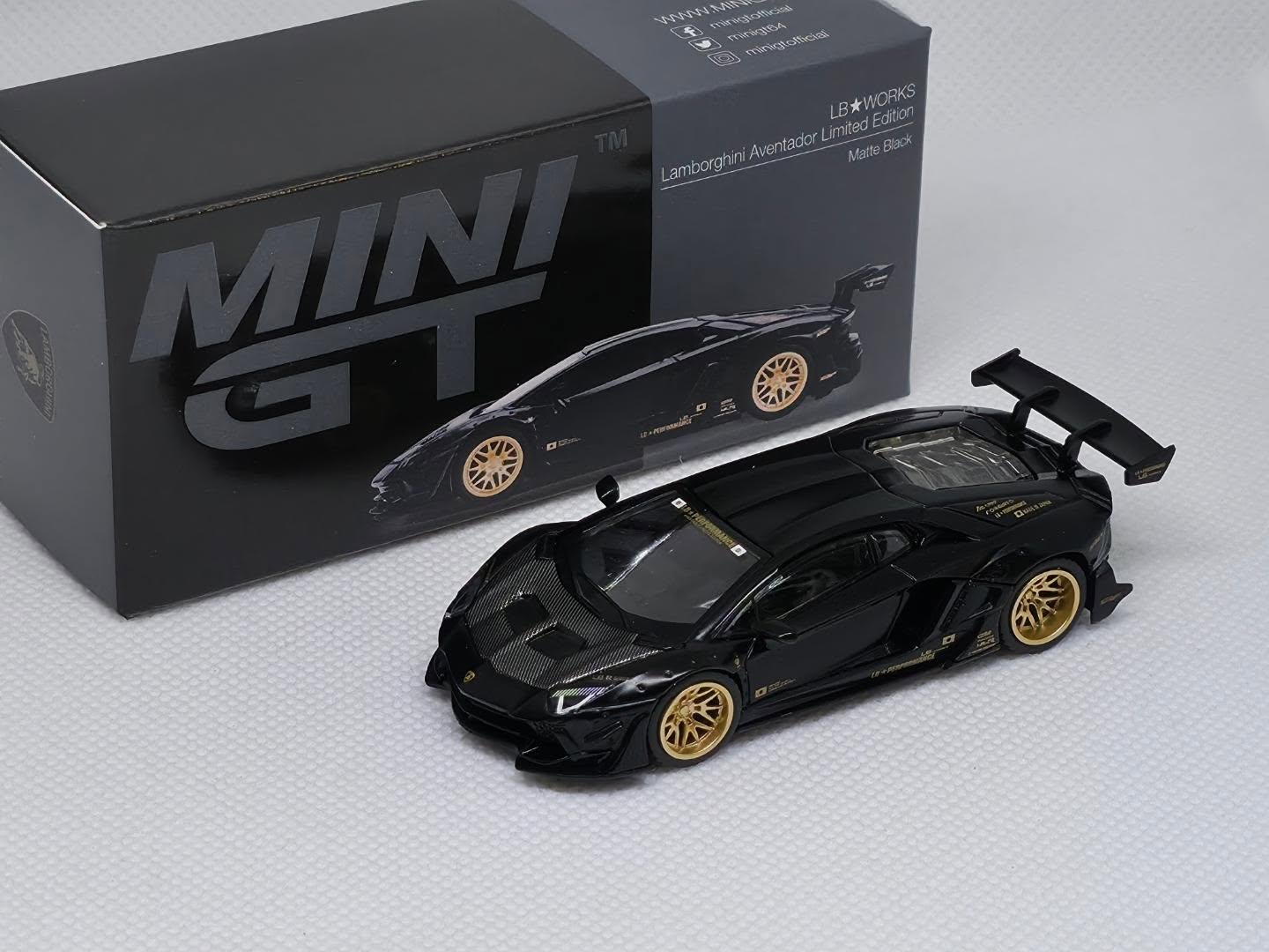 Mini GT 1/64 LB★WORKS Lamborghini Aventador Limited Edition Matte Black MGT01087-L Diecast Scale Model